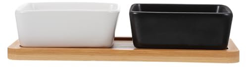 FONDOTIN 3er-Set Futternäpfe Mit Holzsockel Futternapf-Set Für Katzen Und Hunde Futter- Und Wassernapf-Set Für Katzen Futternäpfe Für Haustiere Mit Ständer