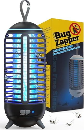Dnenellr Elektrischer Insektenvernichter Innen & Außen, 2-in-1 USB Mückenfalle mit Akku, IP65 Wasserdicht & Lichtsensor, Mückenlampe für Camping, Schlafzimmer & Garten