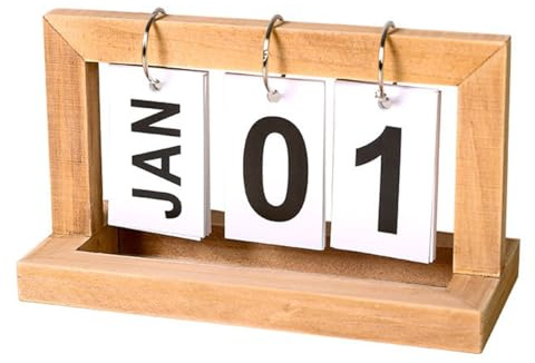 Enwye Tischkalender aus Holz, langlebig, für den Schreibtisch, Planer, Flipchart, wiederverwendbar, Heimkalender, Ornament (aus Holz)