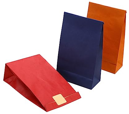 VALICLUD 120stücke Stk Bunte Kraftpapiertüten Ohne Henkel Papiertüten Geschenktüten Geburtstagstüten Partytüten Verpackungstüten Rot Orange Und Dunkelblau