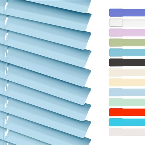 Persianas Venecianas Aluminio Medida Personalizada Ancho 25-165cm Alto 50-290cm, Persiana Veneciana Interior Ventanas Privacidad Blackout for Cocina Oficina Baño(Light Blue)