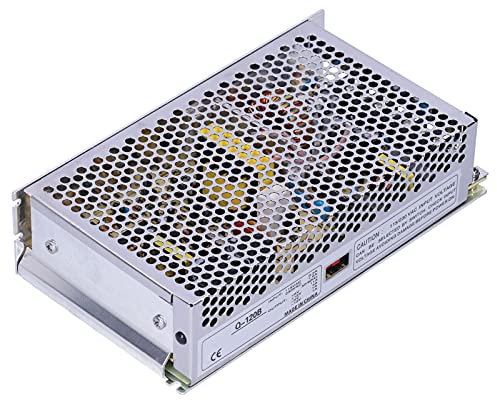 ViaGasaFamido Adaptador de Fuente de Alimentación de Conmutación de 120W 115/230VAC Entrada 5V 11A 12V 4A -5V 1A -12V 1A Aleación de Aluminio de Salida de CC para LED Strip Luz CCTV de