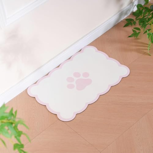 Kaseremy Napfunterlage Katzen, Hundefutter Matte rutschfest, Saugfähig Schnelltrocknend Katzenfutter-Matte, Futtermatten für Haustiere (Rosa, 30 x 50 cm)