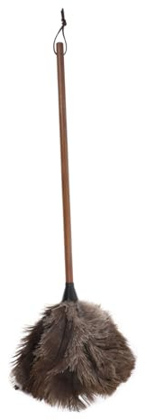 IWOWHERO Plumero De Avestruz y Nogal 1 Unidad Mango Largo Negro, Cepillo Para Plumero, Limpiador De Polvo Para Muebles De Hogar y Coche, Herramienta De Limpieza Flexible y Suave Para Uso Doméstico