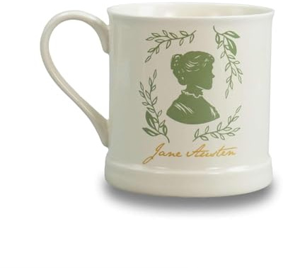 Half Moon Bay Jane Austen - Tazza vintage da 375 ml, in ceramica, da tè, caffè, idea regalo, da collezione, prodotto con licenza ufficiale