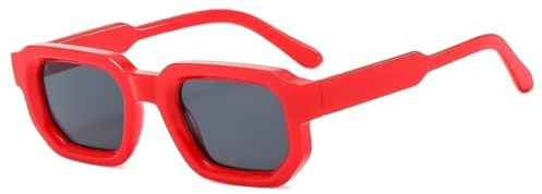 VFDHN Mode solglasögon Dam Herr Retro Lyxiga Klara Linser Tea Shades UV400 (Röd Svart)