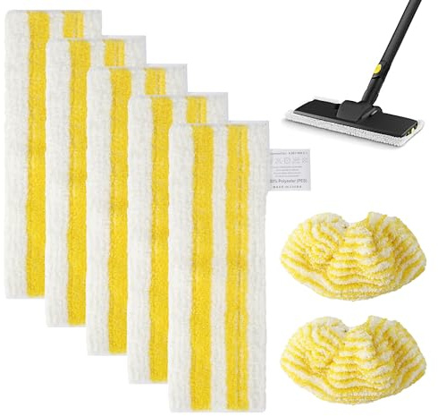 7 paños de microfibra compatibles con las limpiadoras de vapor de para Kärcher EasyFix SC1 SC2 SC3 SC4 SC5, kit de recambio con 5 paños de suelo + 2 fundas de boquilla manual
