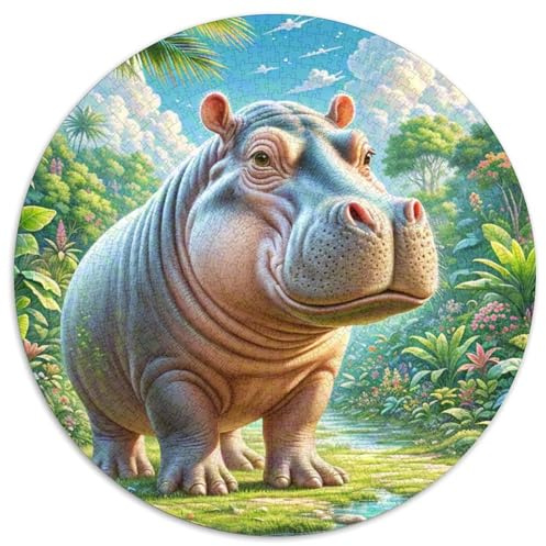 Hippopotamus Rund Puzzles 1000 Teile Fur Erwachsene Und Kinder Wildtiere Legespiel Geschicklichkeitsspiel Geschenk Fordernd Kleinkinder 1000pcs (67.5x67.5cm)