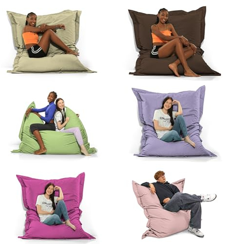 GlückBean Sitzsack 2-in-1 Funktionen Riesensitzsack für Erwachsene & Kinder - Gaming & Entspannen - Indoor & Outdoor da er Wasserfest ist - mit EPS Perlen (Beige, 100X145 cm)