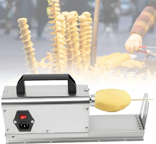 GLBMXDD Cortadora de Patatas en Espiral eléctrica Profesional, 200 RPM, máquina eléctrica Tipo Tornado para Patatas Fritas rizadas y en Espiral.