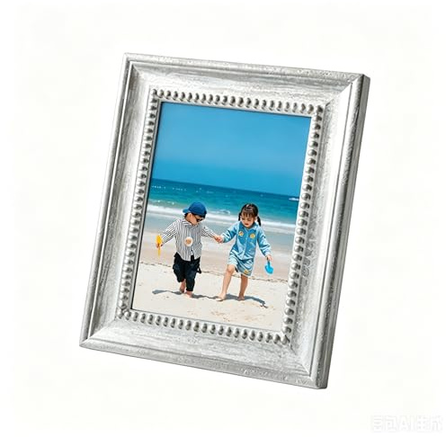 Godneei Marco de Fotos Vintage de Madera 23x18 cm Marco Decorativo de Estilo Rústico para Pared o Mesa, Perfecto para Regalos en el Día de San Valentín, Semana Santa, Bodas y Cumpleaños (plata)