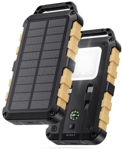 WOWMVP Batterie Externe Solaire 26800mAh, PD22.5W Chargeur Solaire Power Bank Portable USB C 3A Charge Rapide avec 3 Ports, Câbles et Lampe pour Smartphone, Tablette, Camping et Plus