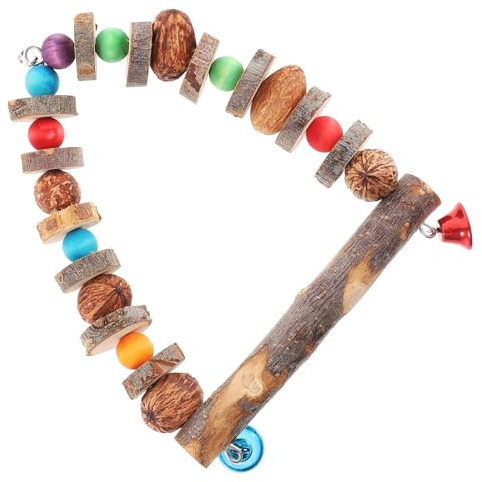 jojofuny Giocattolo da Mordere per Pappagalli da Appendere in Legno Naturale, Altalena per Uccelli Resistente, Forniture per Gabbia di Pappagallo Adatto a Parrocchetti e Calopsitte