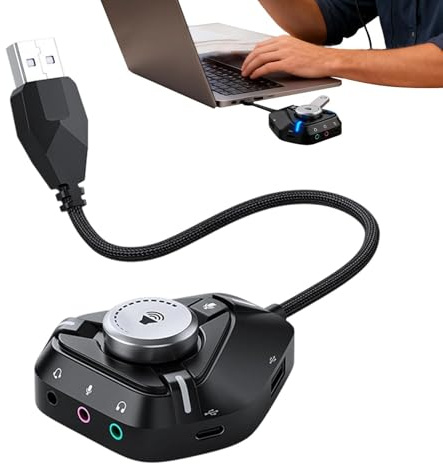 Externt ljudkort, typ C extern förstärkare - 3,5 mm kontakt USB-ljudkort - för hörlurar, volymkontroll, högtalare, studio, hem, gitarr, podcast, musikinspelning, spel