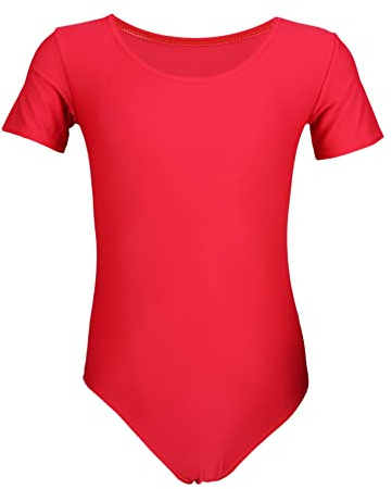 Aquarti Mädchen Gymnastikanzug Kurzarm Ballett Trikot