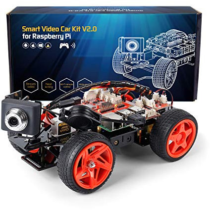 SUNFOUNDER Smart Video Car Kit V2.0 für Raspberry Pi 4 Model B 3B+ 3B Roboter Bausatz mit Graphical Visual Programming Language, Remote Control, Elektronik Auto Robot Spielzeug