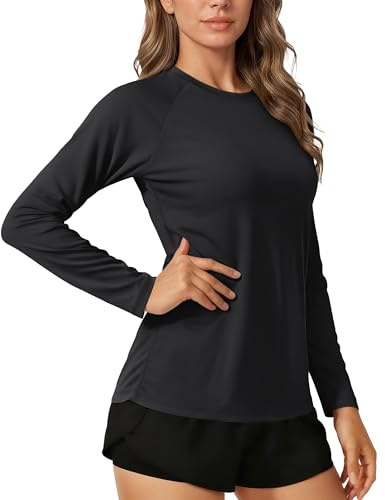 TACVASEN Damen Rashguard Uv-Schutz Shirt Schwimmshirt Langarm T-Shirt Sonnenschutz UPF 50+ Sportshirt