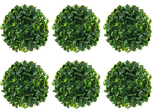 AUEAR, Artificial Boxwood Topiary Plant Balls Decorative for Table Decoration Garden Wedding Decor (4 Inch Diameter, 6 Pack)