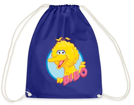 Spreadshirt Sesamstraße Bibo Portrait Turnbeutel, One size, Königsblau