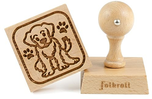 Folkroll Keksstempel Hündchen, 55x55 mm, Cookiestempel, Backstempel, Keks, Stempel, Motiv, Buchenholz, 336809