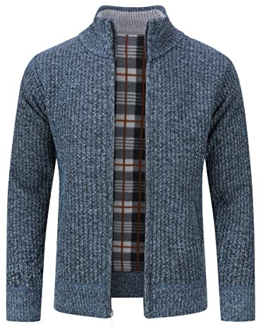 YOUTHUP Cárdigan Hombre Invierno Forrado con Pilo Largo Azul XXL