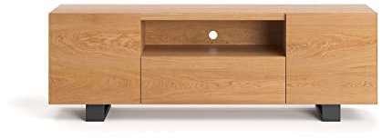 Danzz Lift-TV-Schrank aus Massivholz 180 cm, TV-Schrank, TV-Ständer aus Eichenholz mit Metallbeinen, echtes Holz von hoher Qualität, handgefertigte Möbel aus Massivholz im industriellen Stil