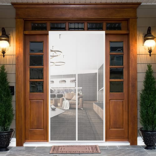 Ventanas Prevenir Mosquitos Insectos 205 x 250 cm Pantalla Mosquitera Universal Cierre Automático Sin Taladrar Fácil De Ensamblar Cortina Antimoscas Para Balcón Y Puerta Ventana, Blanco