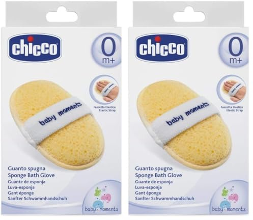 Chicco 00007866000000 Sanfter Schwammhandschuh, gelb (Packung mit 2)