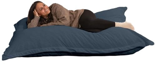 bananair - Giant Bean Bag Sofa for Adults & Kids - Comfortable Foam Filling - Ultra Soft Corduroy Fabric - Removable & Machine Washable Cover - XXL Fluffy Bean Bag Chair (180x140 cm, Midnight Blue)