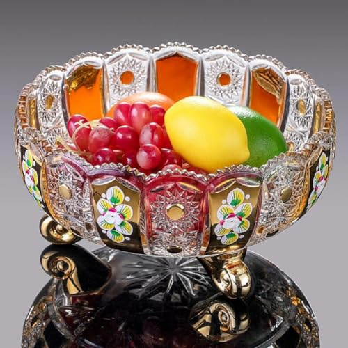 JUNYFFF Countertop Fruit Bowl Fruit Basket Crystal Glass Fruit Plate - Modern Creative Living Room Office Party Fruit Tray Bowl Stand,B