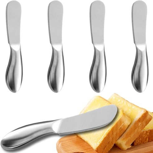 Lithyc Exquisites 4-teiliges Buttermesser Set, Mini Käsemesser Set für Butter, Marmelade, Käse, Sahne aus Edelstahl
