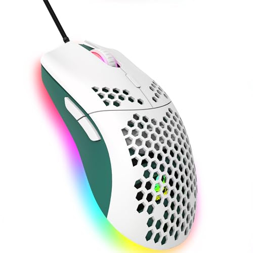 Kabelgebundene Gaming-Maus, 6 RGB-Beleuchtung 6400 DPI Programmierbare USB-Gaming-Mäuse mit 6 Tasten, ergonomisches Honeycomb Shell-Design für PC-Spieler sowie Xbox- und PS4-Benutzer