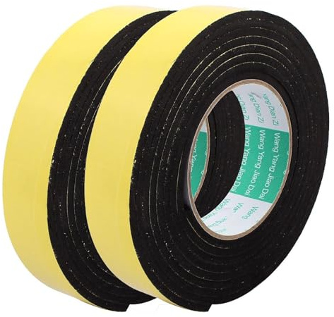 TOP-VIGOR 2Pcs Self Adhesive Sealing Foam Tape, 30mm(W) x 4mm(T) x 3M/9.84ft(L) Single Sided Foam Weather Strip High Density Draft Excluder Strip for Window and Door Insulation