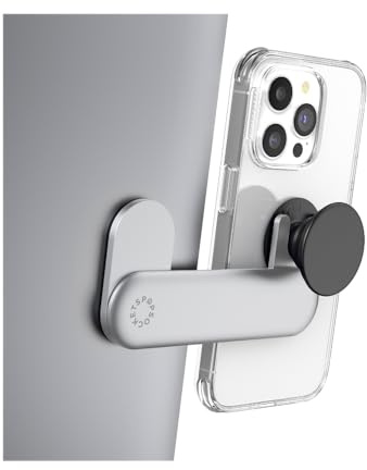 PopSockets Laptopfäste för telefongrepp, telefonmontering, enhetshållare för bärbar dator – silver