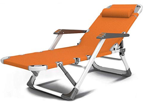 Sun Loungers,Heavy Duty Sun Lounger Chair Garden Furniture,Camping Garden Deck Chairs Folding Zero Recliner Reclining Waterproof Chaise Loungers Metal for Outdoor Office (Orange)
