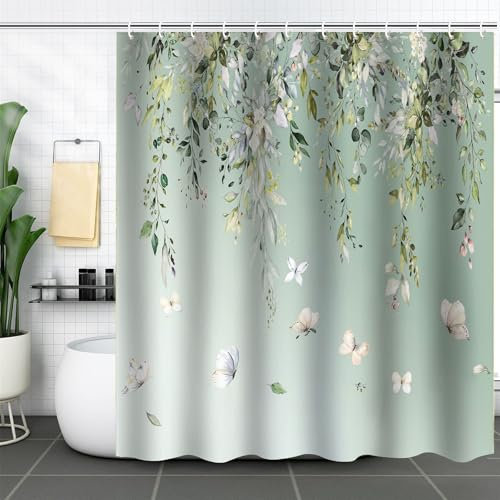 FAIRYGATE Duschvorhang Outdoor Gardinen Wetterfest Duschvorhang Textil 180x180 cm Wasserdicht Schimmelresistent Antibakteriell Polyester Stoff mit 12 Duschvorhangringen für Bad und Dusche B9512