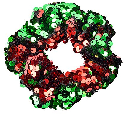 Hrlace Haargummi mit Pailletten 1 Stück Elastisch Haarbänder Pailletten Ornament Ringe Haar Glitzerpailletten Scrunchies Weihnachtshaarseil Haarschmuck Zopfhalter für Mädchen & Frauen Rot Grün