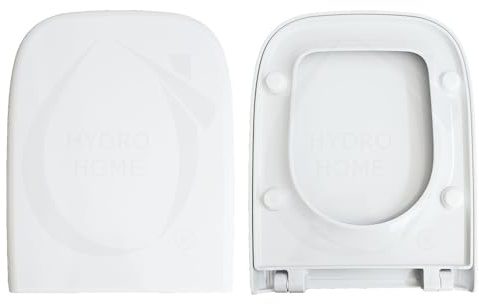HYDRO HOME Abattant WC compatible avec S20 VITRA, plastique thermodurcissable enveloppant charnières réglables fixation par le haut, blanc fabriqué en Italie (fermeture classique)