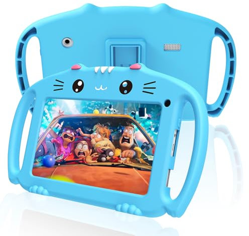 VESWWE Tablette Enfants 7 Pouces Tablette Tactile Enfant avec WiFi Quad Core 2Go RAM 32Go ROM Android Tablette Bebe Contrôle Parental Kid-Proof Étui(Bleu)