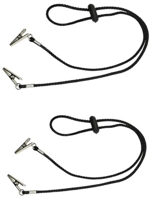 Aczyqws 2 PCS Black Adjustable Bib Holder Clips Napkin Holders Napkin Clip Neck Chain for Adult