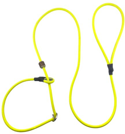Romneys Moxon-Leine Biothane Neon Pro – handgefertigt in Deutschland, wasserfeste Trainings- & Jagdleine in Neon, robust & wetterfest, Länge 130 cm x 6 mm (Neon-Gelb)
