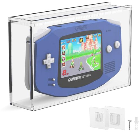 CaSZLUTION Clear Acrylic Display Box Case for Nintendo Gameboy Advance GBA Console, Transparent Wall Mount Display Case Protector for Game Boy Advance Dust Protection and Display (Case Only)