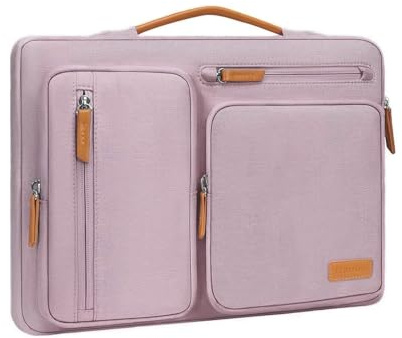 MOSISO 360 Schutz Laptoptasche 13,3 Zoll,13-13,3 Zoll Laptop Tasche Hülle Kompatibel mit MacBook Pro 14, Lenovo HP Dell Acer ASUS, Seitenöffnungtasche mit 4 Reißverschlusstasche&Griff, Pastell Rosa