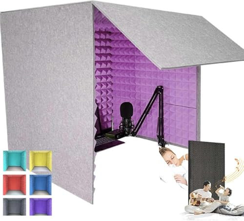 CNPRAZ Sound Isolation Room For Home Studio, Microphone Isolation Booth Box, Portable Sound Recording Shield Box, Desktop Soundproof Cover, Studio Equipment, Acoustical Treatments