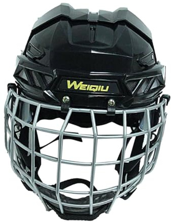 Dickly Eishockeyhelm, verstellbare professionelle Hockeyausrüstung, Schlittschuhhelm für Training, Spiel, Schwarz M