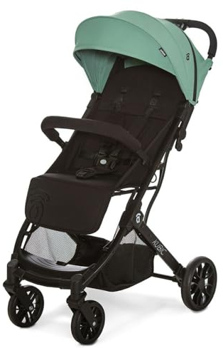 Silla de Paseo Ligera y Compacta con Plegado con una Mano, Ruedas Grandes, Reclinable y Apta para Cabina – Carrito de Bebé con Asa Trolley y SPF50+ – Asalvo KUBIC 2 Verde
