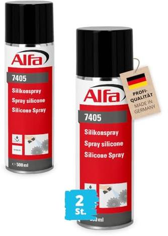 2x Alfa Silikonspray 500 ml – Hitzebeständiges Gleit & Schmiermittel (1 l) | Profi-Qualität - Pflegendes Kontaktspray und Formentrennmittel - temperaturbeständig bis +250°C - schützt effektiv vor Frost
