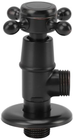 Vanne d'angle en laiton massif rétro épaisse pour froid chaud et froid - Valve d'arrêt d'eau anti-explosion (noir)