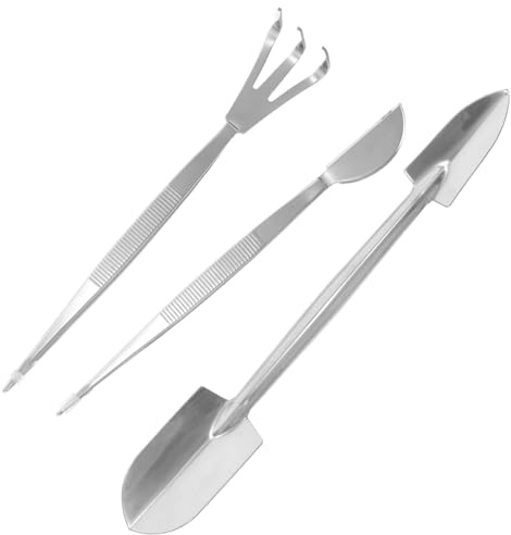 POPETPOP Set de 3 Outils de Jardinage pour Bonsaï en Acier Inoxydable, Pinces à Épiler Ergonomiques et Râteau Résistant à l'usure, pour L'entretien Précis des Plantes