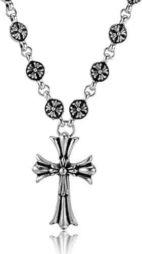 Brateuanoii Retro Kreuz Kette, Personalisiert Kreuz Anhänger Halskette, Kreuzanhänger Mit Halskette, Kreuz Anhänger Mit 60cm Kette, Religiöser Gebetsanhänger, Katholische Christen Religiöse Kommunion